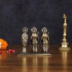 Brass Ram Darbar Idol | 3" x 4" x 2.5" (7.6 x 10.2 x 6.4 cm) | 236g Lightweight Sacred Art | Travel-Friendly Divine Family | Premium Collection